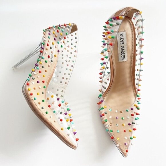 Steve Madden Shoes - Steve Madden Vala Luiza Multi Color Rainbow Spike Pump Heel Size 6.5